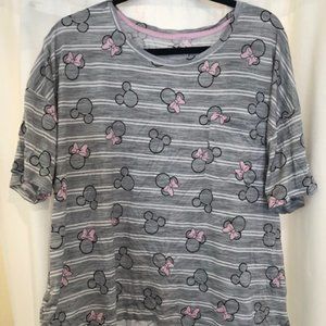 Disney Women's 2 Piece Short Sleeve Shirt & Short Pajama Set Minnie Mouse